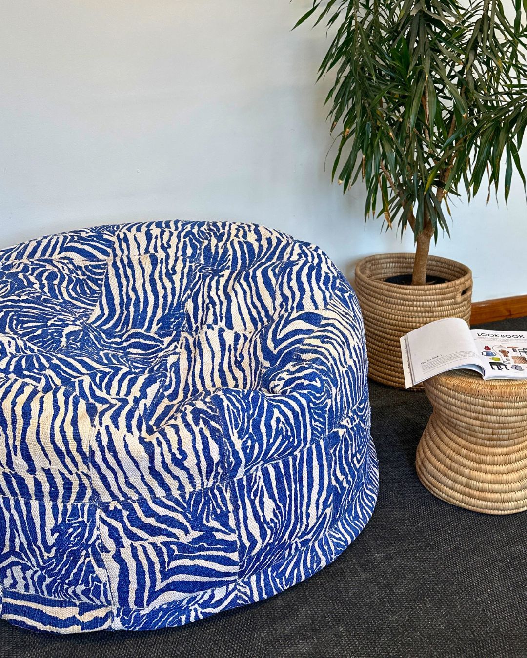 Screen Printed - Big BoriBori Bean Bag AshantiDesign Flatpack Zebra - Royal Blue