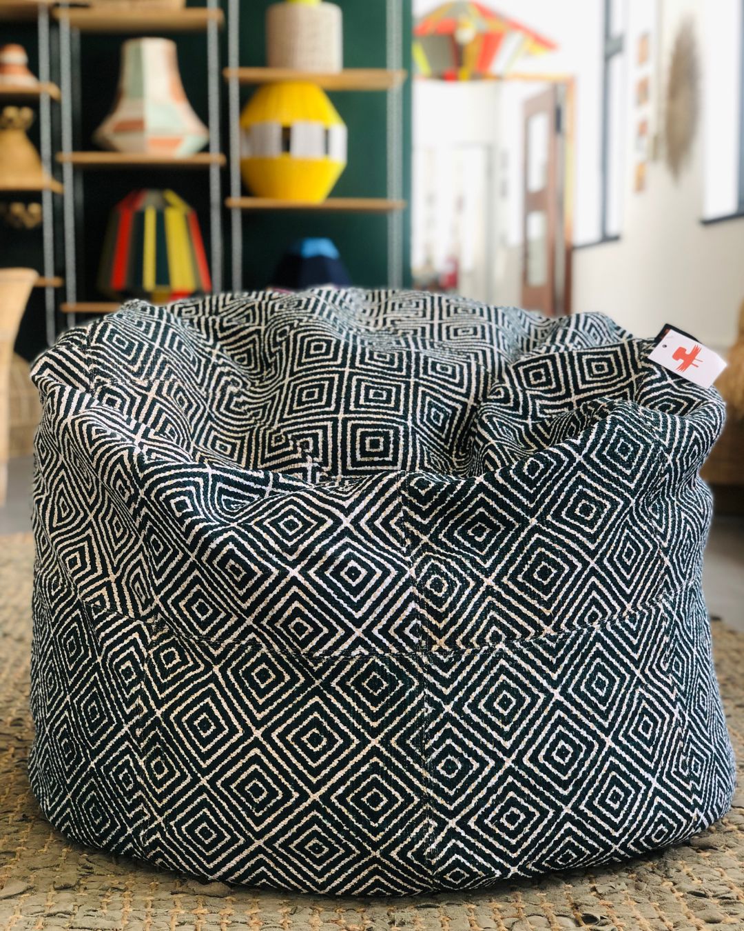 Screen Printed - BoriBori Bean Bag AshantiDesign Flatpack Diamond - Black 