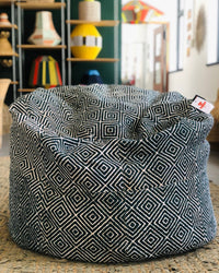 Screen Printed - BoriBori Bean Bag AshantiDesign Flatpack Diamond - Black 