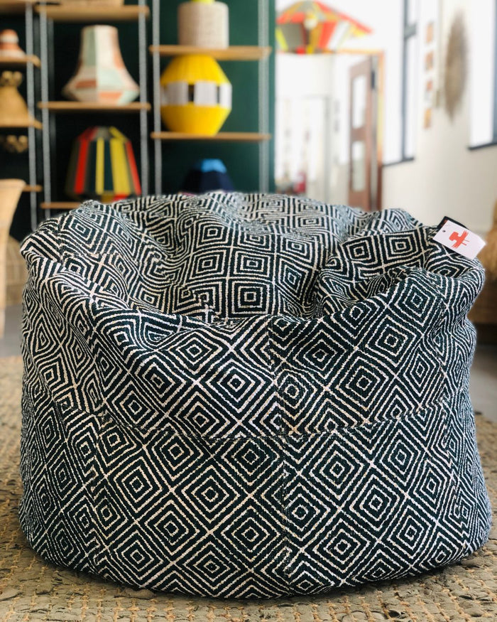 Screen Printed - BoriBori Bean Bag AshantiDesign Flatpack Diamond - Black 